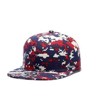 Oryginalny snapback moro cyfrowe czerwono-niebieski