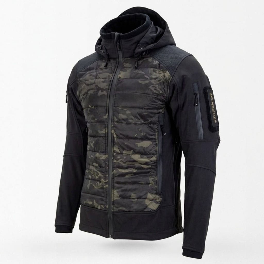 Black camo puffer jacket “Shadowstrike” S1