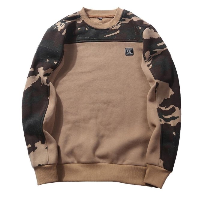 Bluzy militarne i moro z okrągłym dekoltem