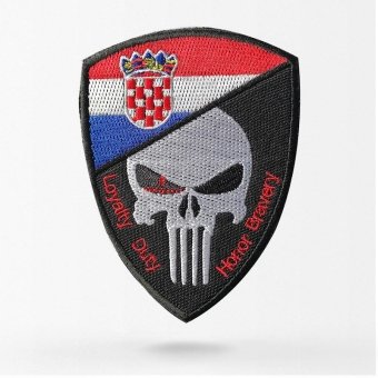 Naszywka czaszka z flagą Chorwacji