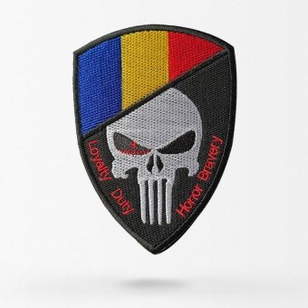 Naszywka czaszka z flagą Rumunii
