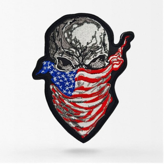 Naszywka czaszka z flagą USA