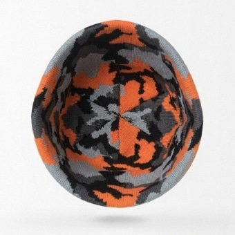 Orange camo knit beanie