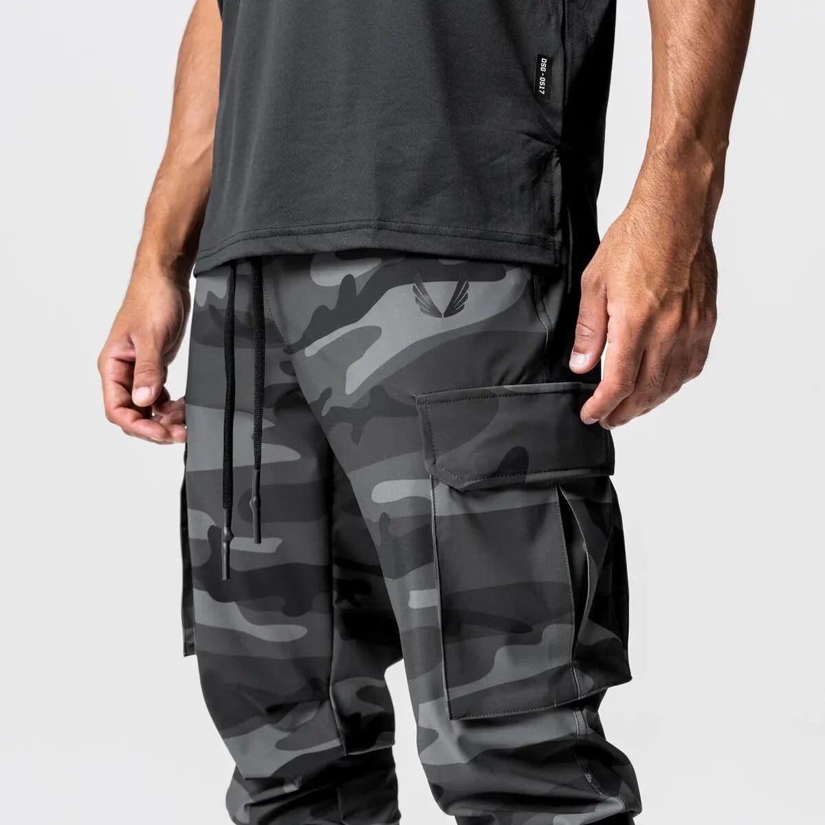 Czarno-szare joggery moro Sportline - obrazek 4
