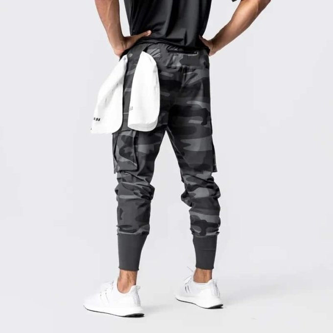 Czarno-szare joggery moro Sportline - obrazek 2