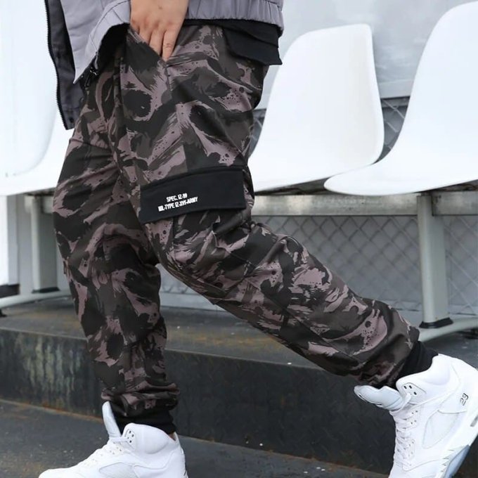 Spodnie cargo moro streetwear - obrazek 2