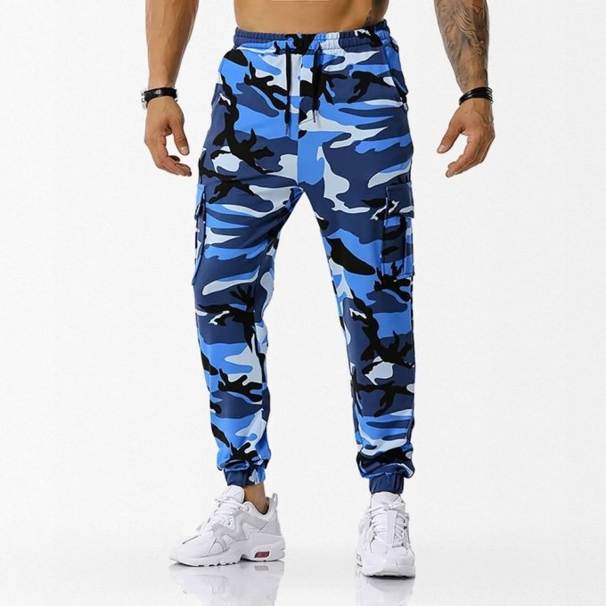 Niebieskie joggery moro „Street”