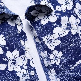 Blue hawaiian shirt with white flowers