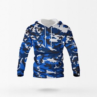 Niebieska bluza moro z kapturem