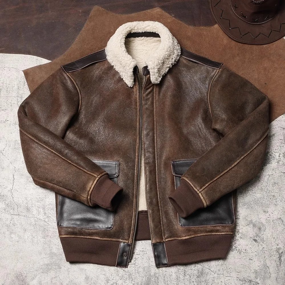 Brązowa skórzana kurtka lotnicza A-2