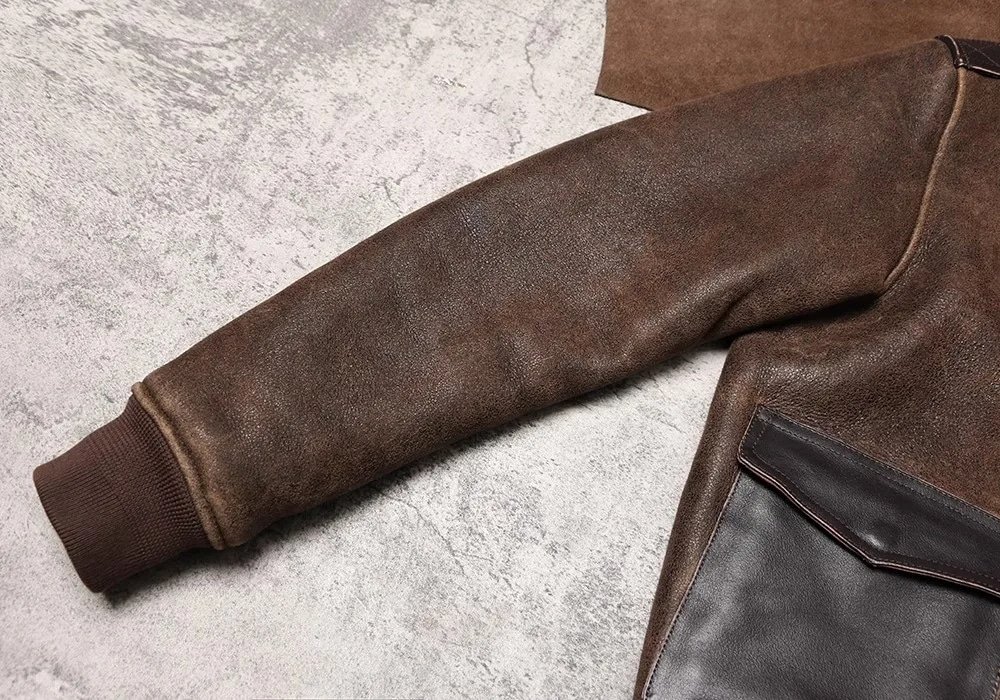 Brązowa skórzana kurtka lotnicza A-2 - obrazek 7