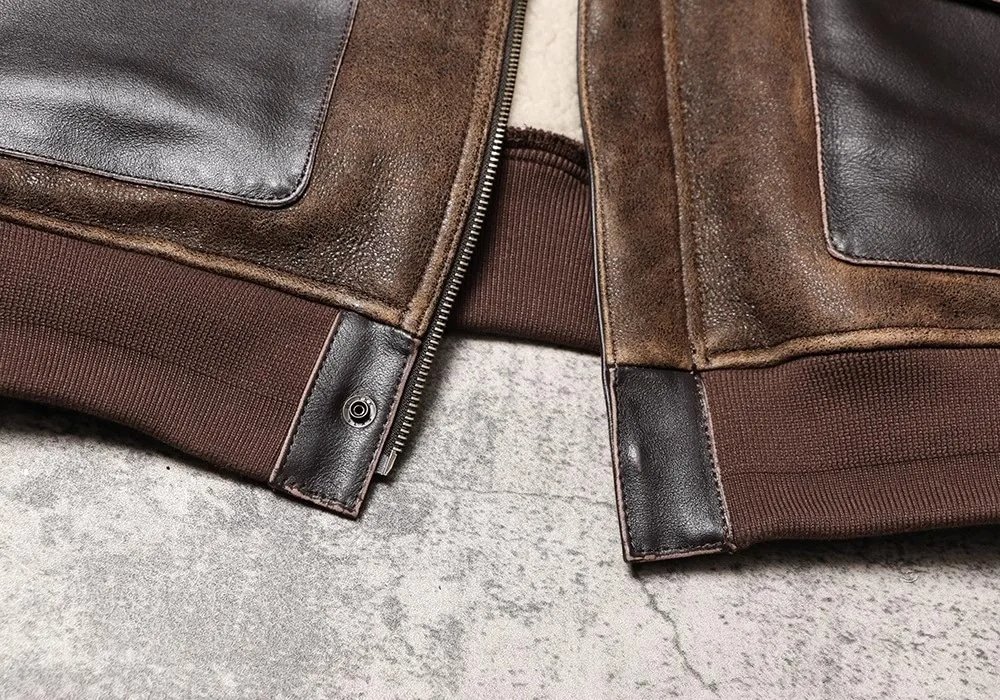 Brązowa skórzana kurtka lotnicza A-2 - obrazek 6