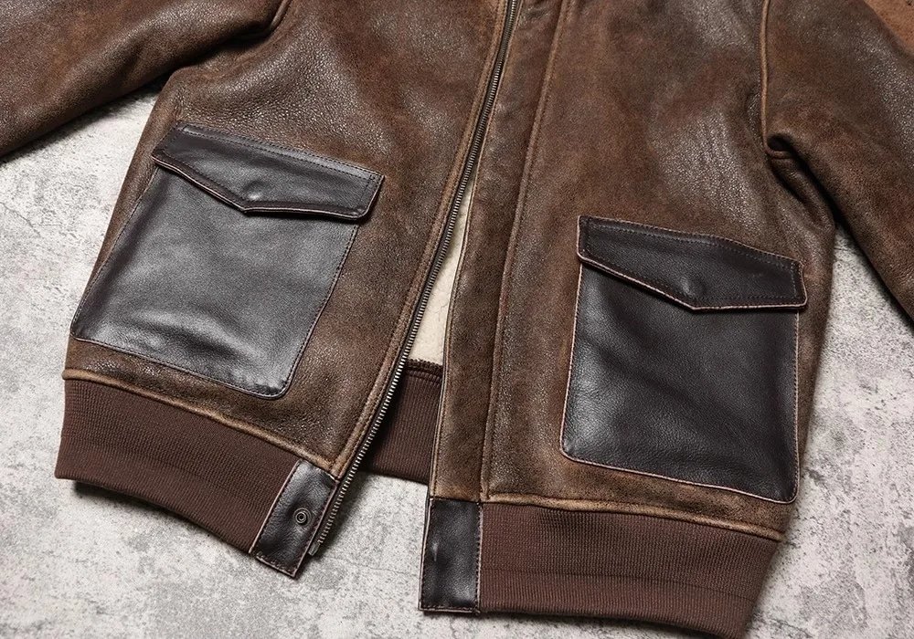 Brązowa skórzana kurtka lotnicza A-2 - obrazek 5