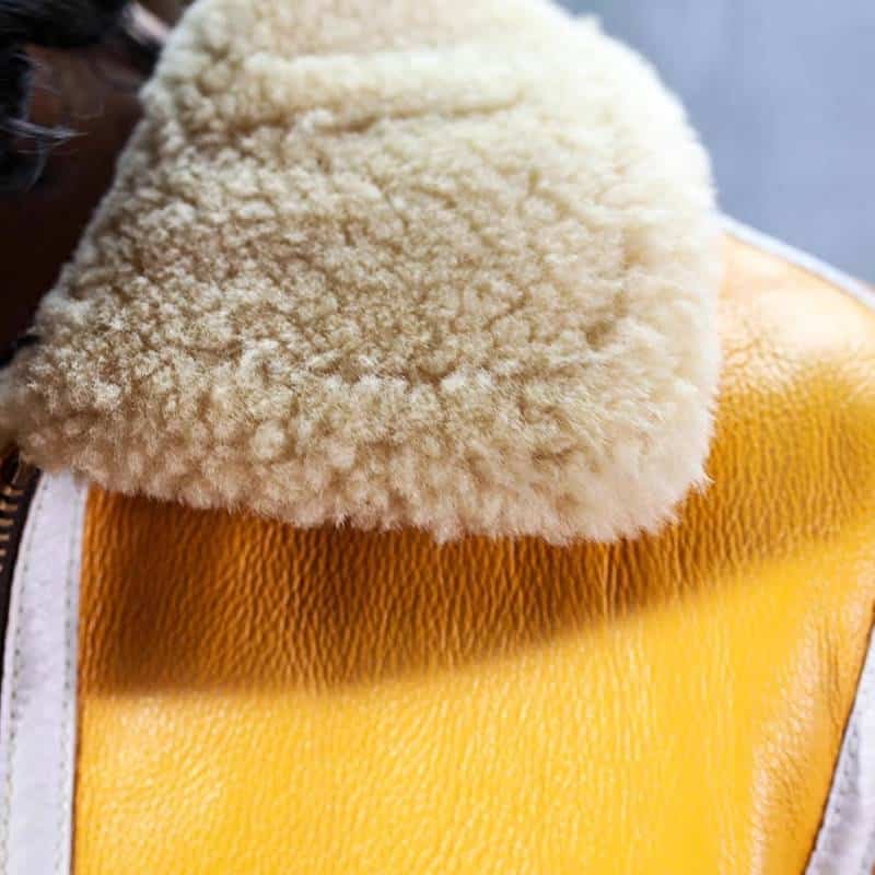 Żółta skórzana kurtka lotnicza B-3 - obrazek 8