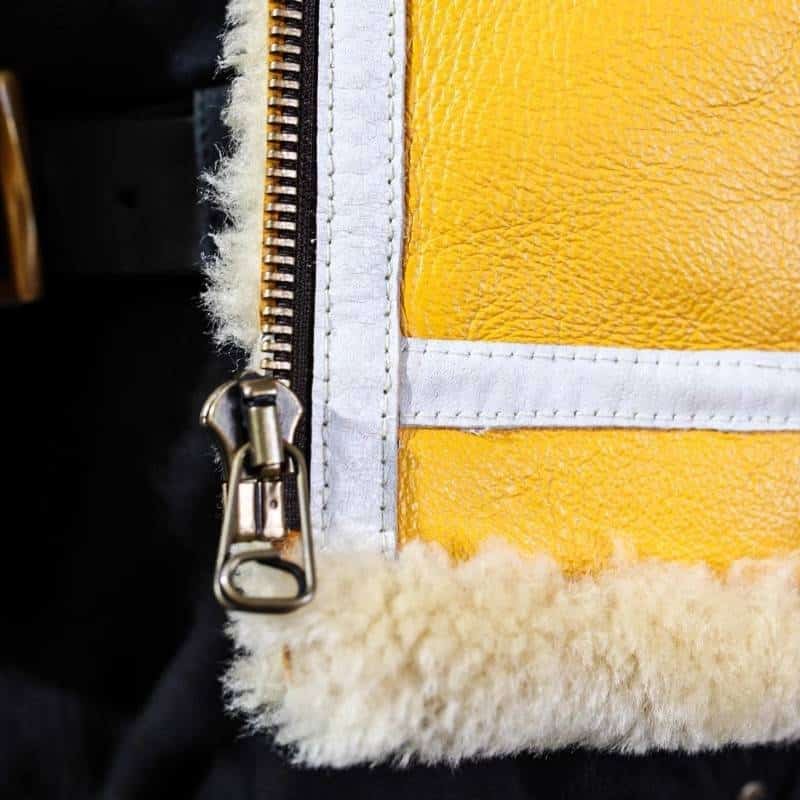 Żółta skórzana kurtka lotnicza B-3 - obrazek 7