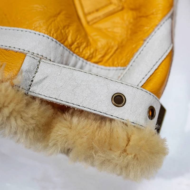 Żółta skórzana kurtka lotnicza B-3 - obrazek 6