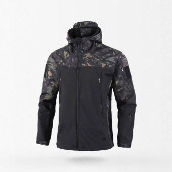 Kurtka softshell taktyczna w kamuflażu z kapturem