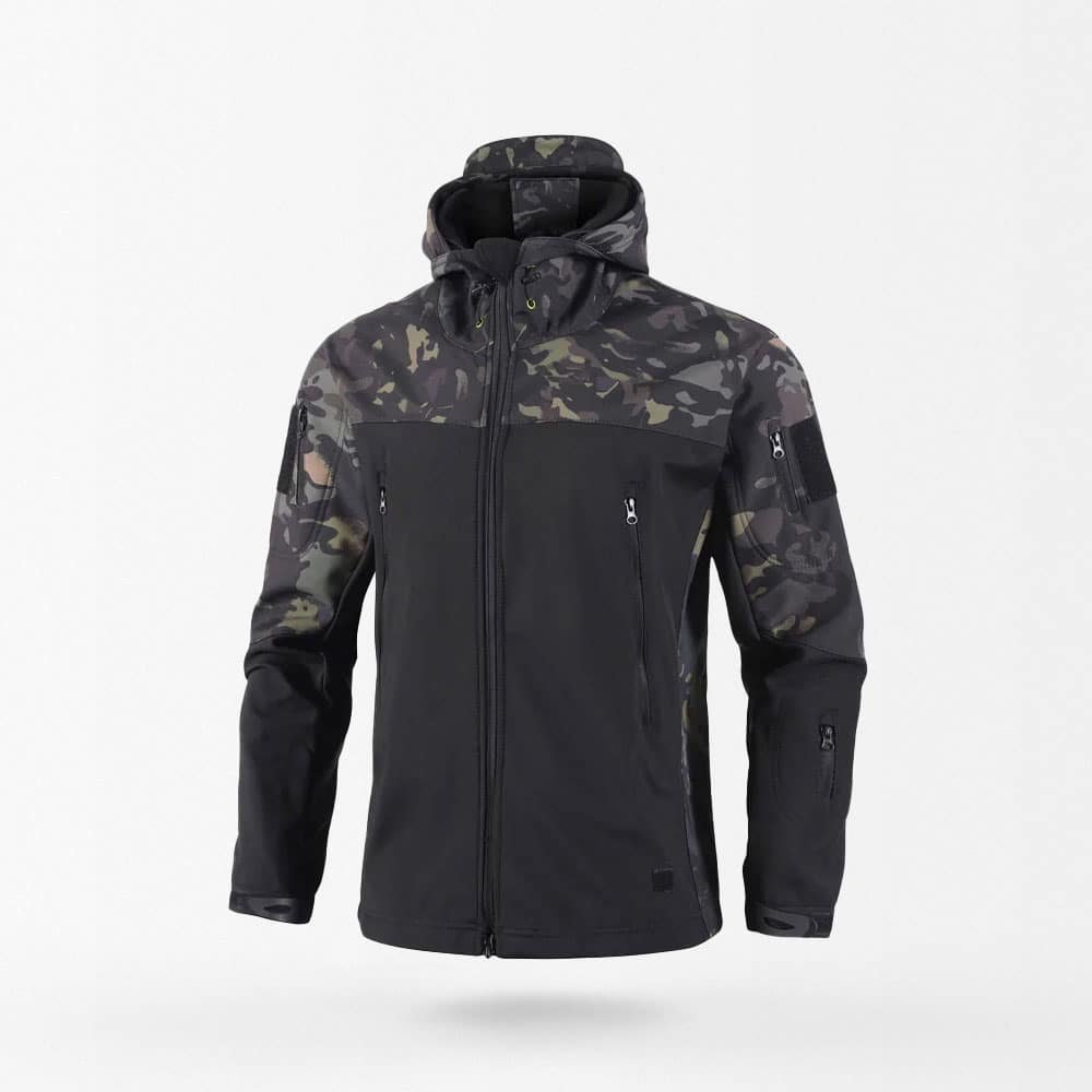 Kurtka softshell taktyczna w kamuflażu z kapturem