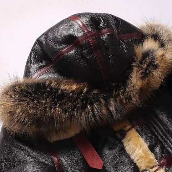 Męska kurtka lotnicza B-3 ze skóry z kożuszkiem - obrazek 13