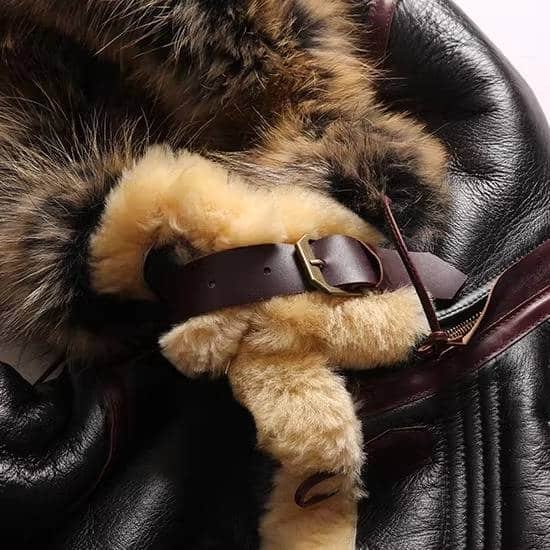 Męska kurtka lotnicza B-3 ze skóry z kożuszkiem - obrazek 10