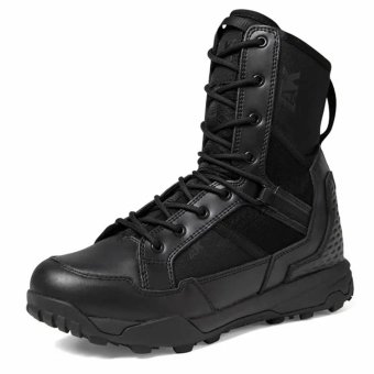 Czarne sznurowane buty taktyczne z siateczką