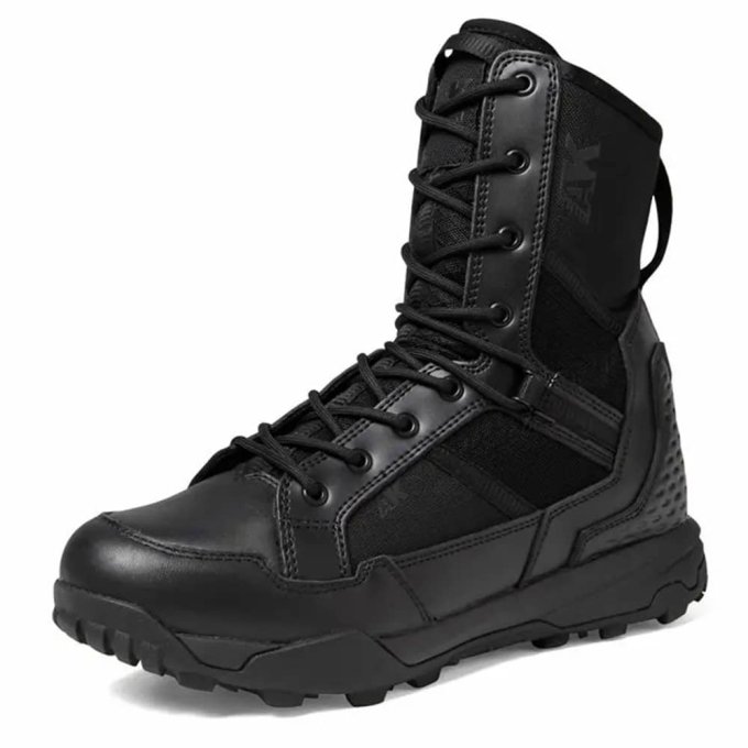 Czarne sznurowane buty taktyczne z siateczką