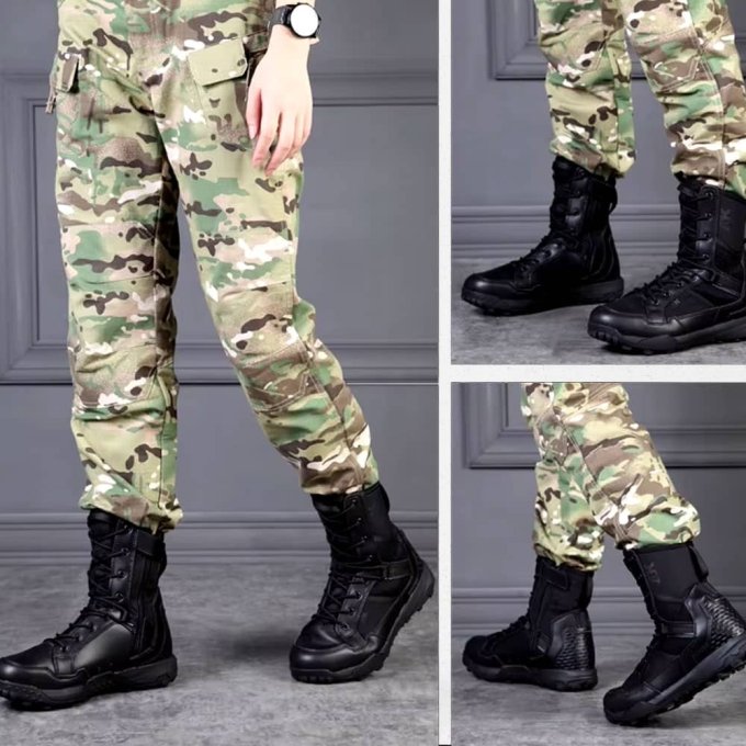 Czarne sznurowane buty taktyczne z siateczką - obrazek 2