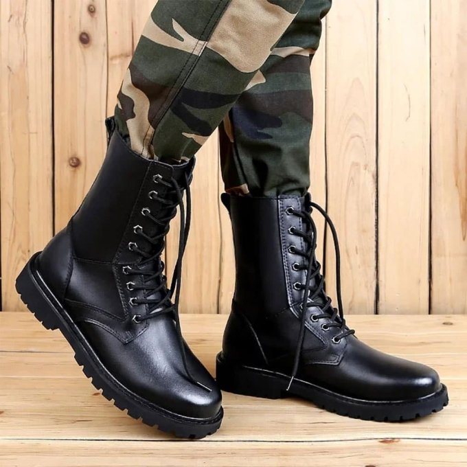 Czarne skórzane buty taktyczne - obrazek 5
