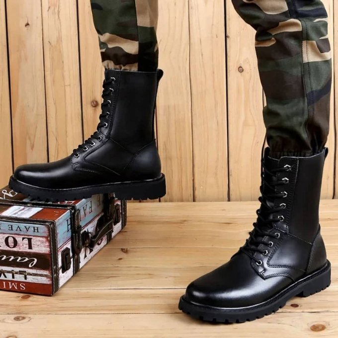 Czarne skórzane buty taktyczne - obrazek 4