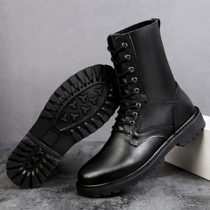 Czarne skórzane buty taktyczne - obrazek 6