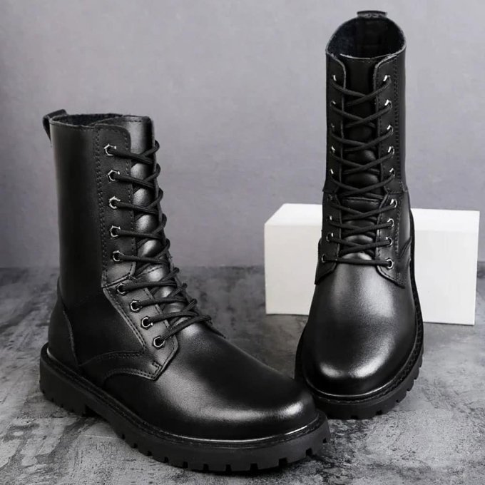 Czarne skórzane buty taktyczne - obrazek 3