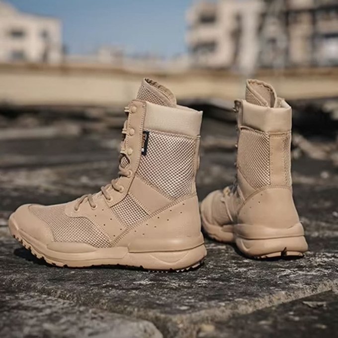 Oddychające buty taktyczne polowe piaskowe - obrazek 3
