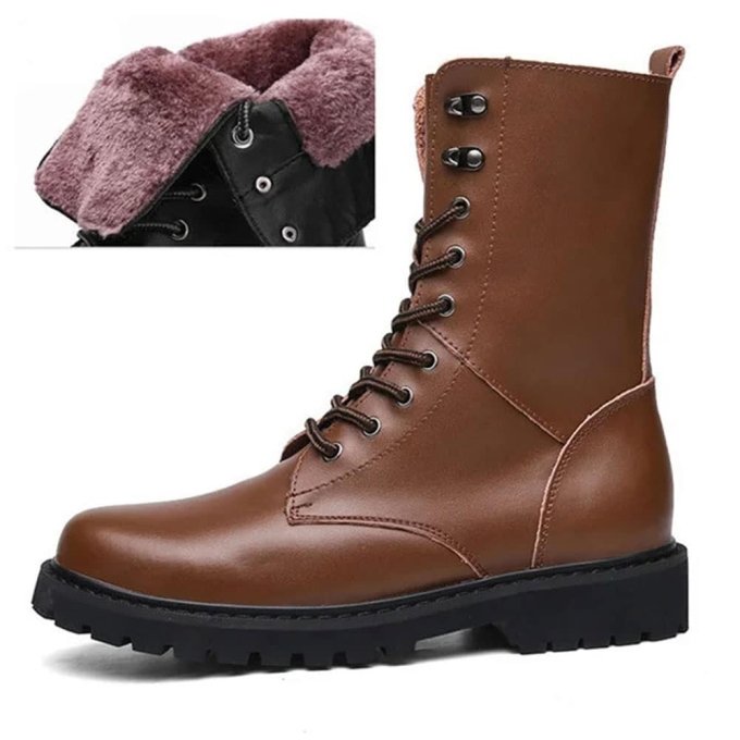Brązowe skórzane buty taktyczne - obrazek 4
