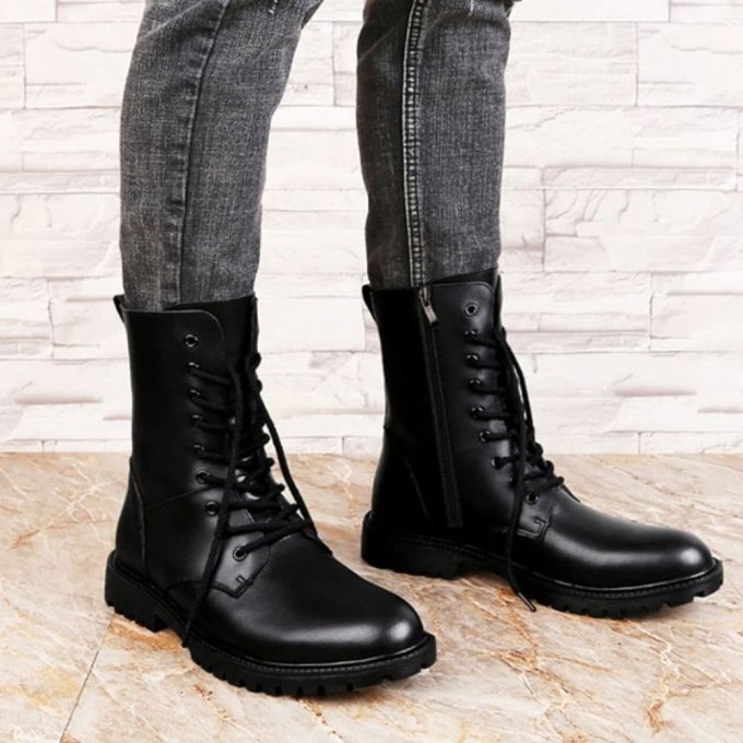 Skórzane buty taktyczne z zamkiem błyskawicznym - obrazek 2