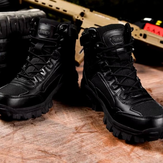 Czarne taktyczne buty trekkingowe za kostkę "Huile" - obrazek 2