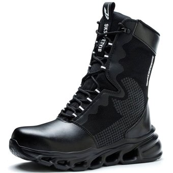 Czarne taktyczne buty ochronne