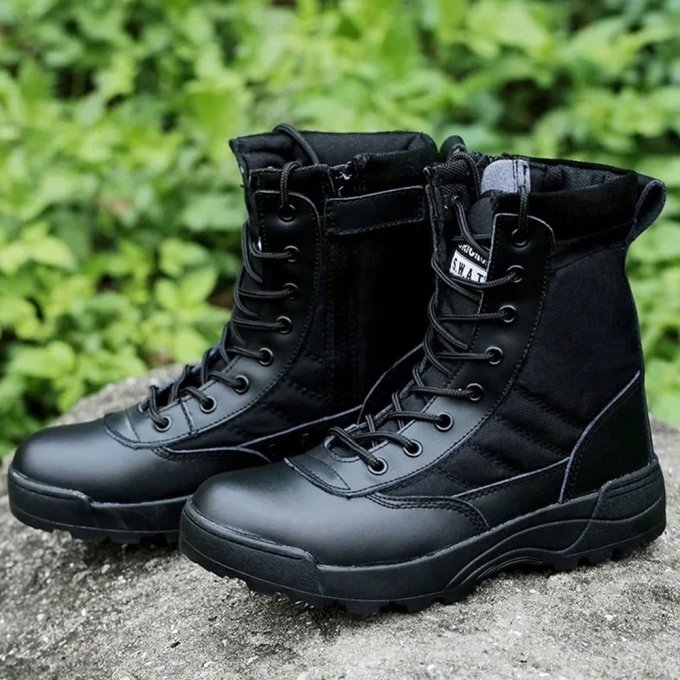 Czarne buty taktyczne z bocznym zamkiem