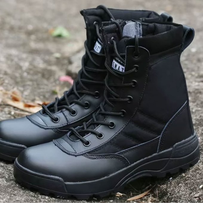 Czarne buty taktyczne z bocznym zamkiem - obrazek 2
