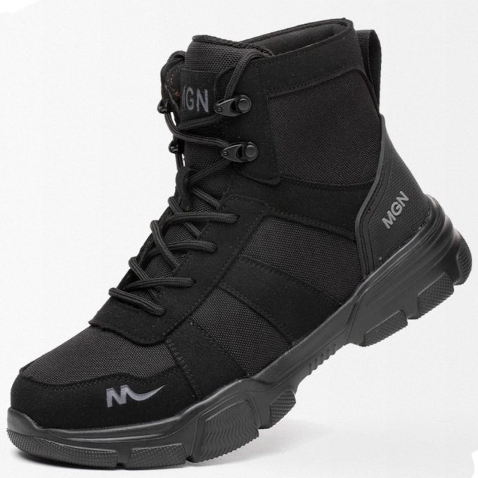 Czarne taktyczne buty robocze z podnoskiem stalowym