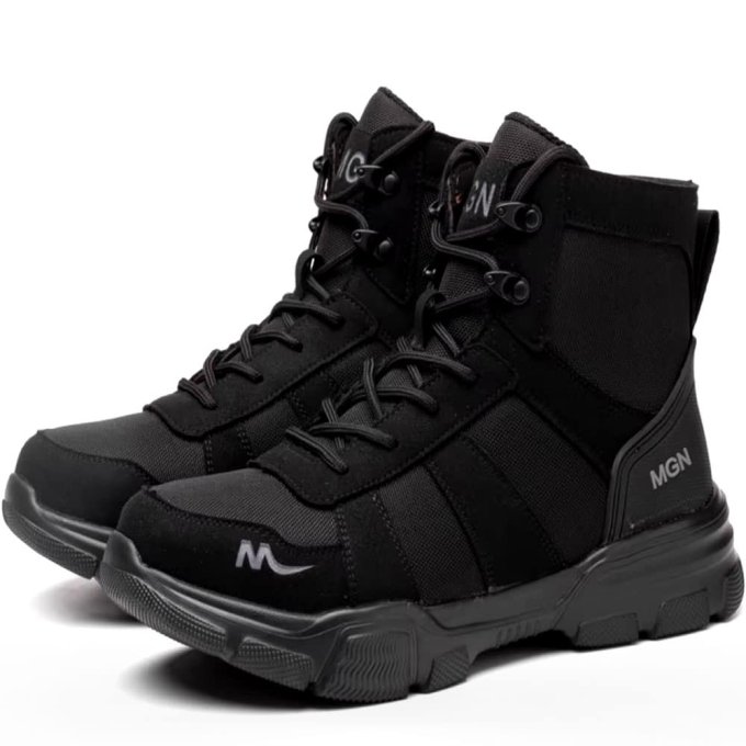 Czarne taktyczne buty robocze z podnoskiem stalowym - obrazek 2