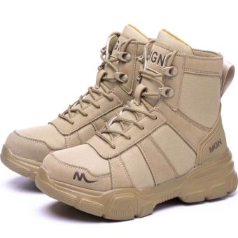 Tactical steel toe work boots Desert Tan
