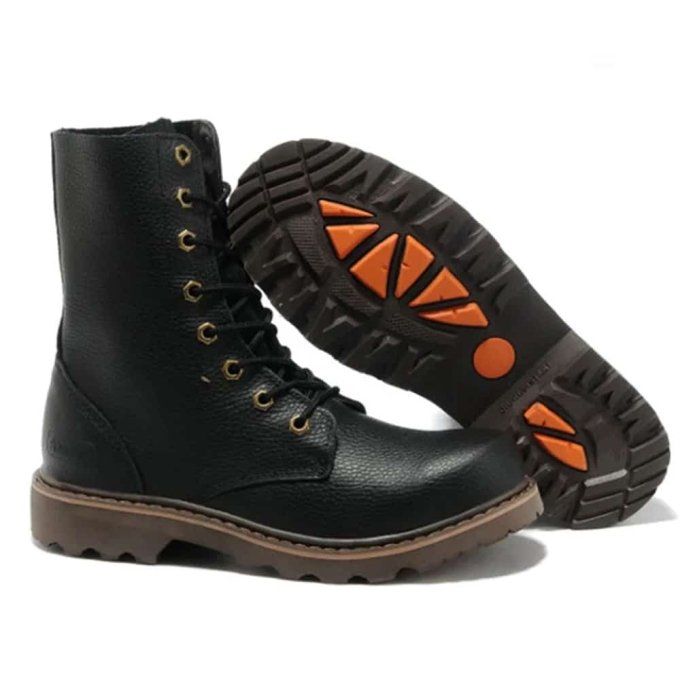 Czarne skórzane buty taktyczne vintage - obrazek 3