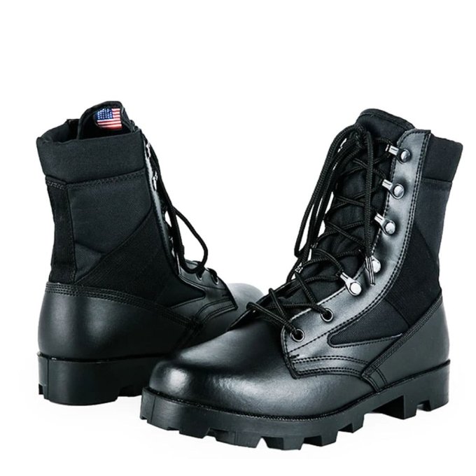 Czarne skórzane buty wojskowe - obrazek 2