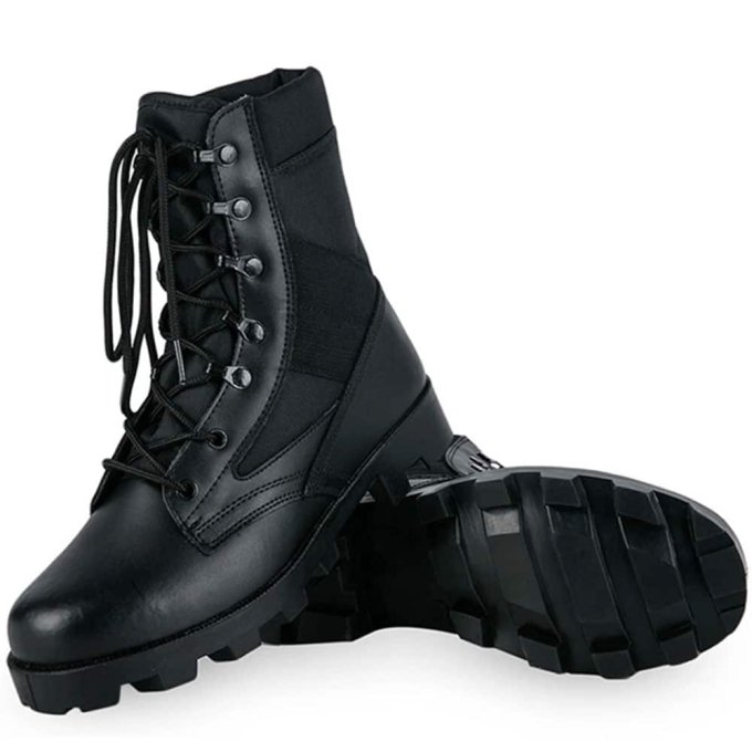Czarne skórzane buty wojskowe - obrazek 3