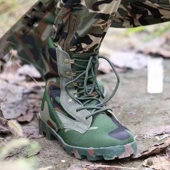 Taktyczne buty bojowe w kamuflażu Woodland