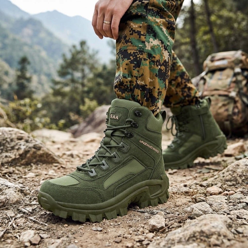 Mid cut tactical hiking boots Olive Green “Huile”