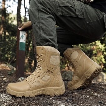 Side zip tactical boots with safety toe Desert Tan