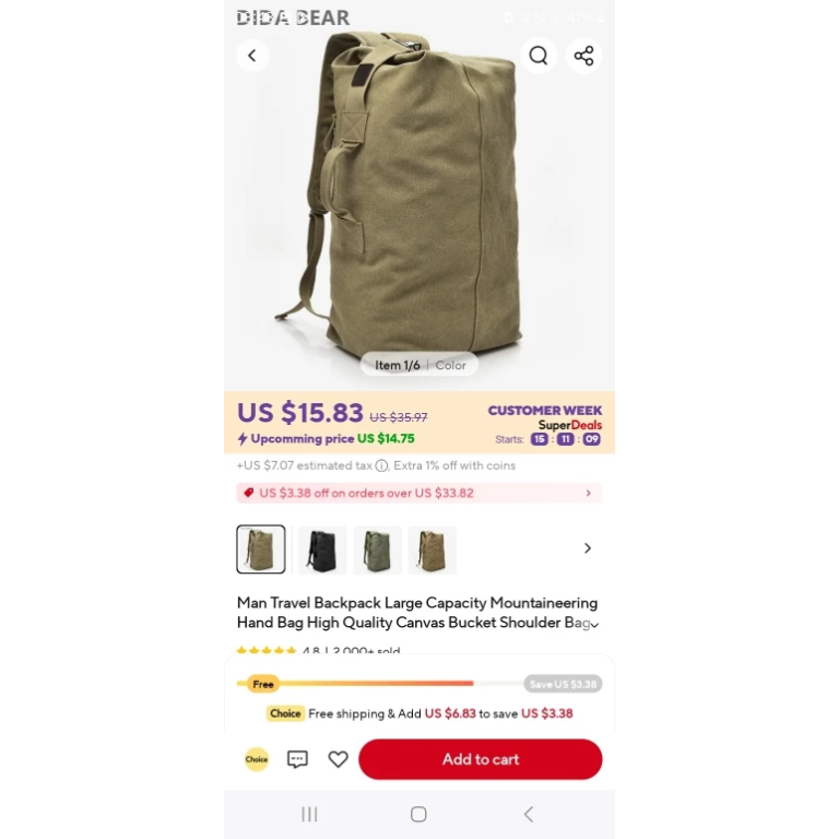 Wojskowa torba duffel z płótna photo review