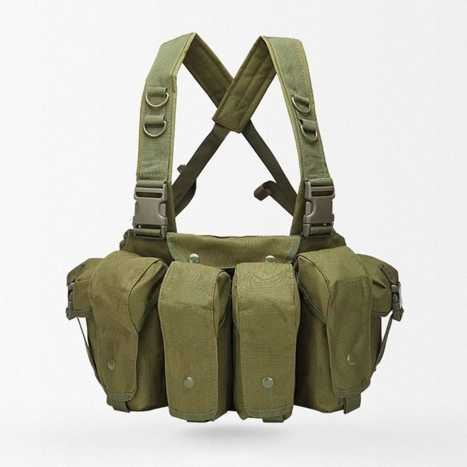 Oliwkowy chest rig AK na 8 magazynków