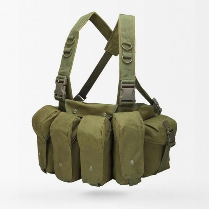 Oliwkowy chest rig AK na 8 magazynków - obrazek 2